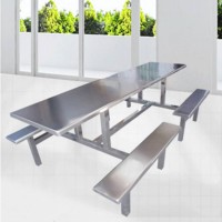 不锈钢学生餐桌 八人位设计 耐用扎实稳定性强