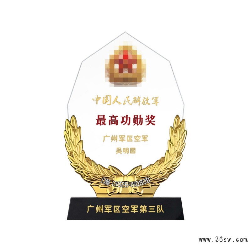 贴片麦穗奖牌-广州军区最高功勋奖-139水印